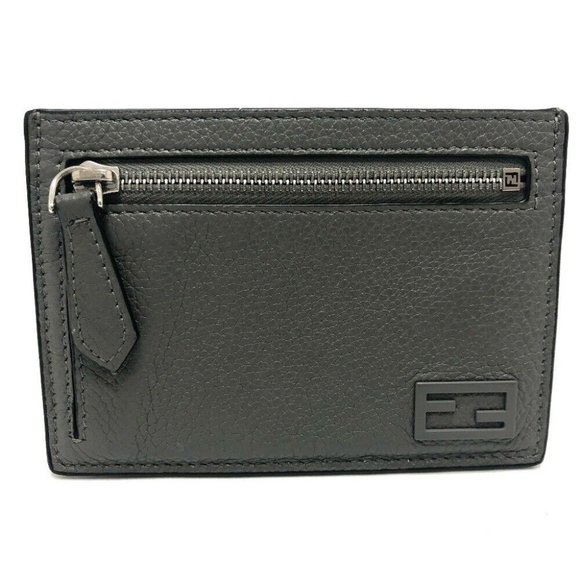 FENDI 7M0310 FF Baguette coin purse Card Case Leather gray/SilverHardware - Picture 1 of 11